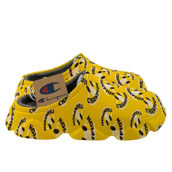 Champion Super Meloso Smiley Clogs Mens Size 9 Yellow Slides Sandals Comfy NEW - Picture 5 of 9